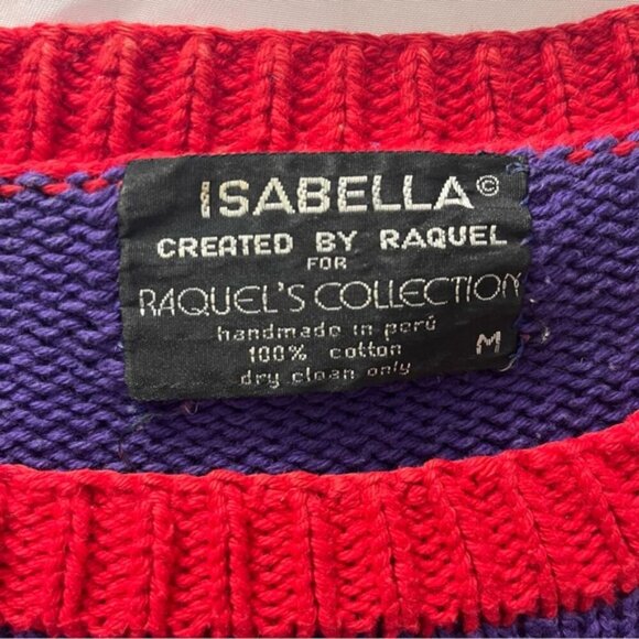 RARE Vtg 80s 3D Tennis Novelty Knit Sweater Handmade M - Picture 4 of 11